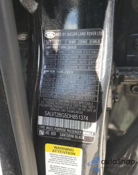 2013 Land Rover Range Rover Evoque Dynamic Premium z USA, uszkodzony, nr VIN SALVT2BG5DH851374